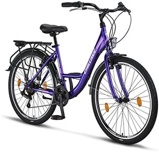 Chillaxx Bicicleta Strada Premium City Bike en 26 y 28 pulgadas – Bicicleta para niñas, niños, hombres y mujeres – 21 velocidades – Bicicleta holandesa de ciudad (26 pulgadas, freno V morado)