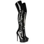 Eimireners Women's Thigh High Boots Pu Sexy Platform Stiletto HIgh Heels Over Knee Boot For Lady Party Dance Dressy, Black, 15