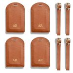 Personalised Luggage Tags 4pcs - Luggage Tags For Suitcases - Leather Suitcase Tags - Leather Luggage Tag - Luggage Labels For Suitcases - Suitcase Tag Luggage Accessories (Brown)