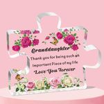 QMVMV Granddaughter Gifts from Grandparents Acrylic Block Puzzle Granddaughter Gifts Birthday Christmas Graduation Gift for Granddaughter