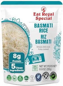 Eat Regal Ready to Eat Basmati Rice, 1.5 Minutes Microwave Rice, Zero Sodium & Cholesterol, Gluten-Free, Halal & Kosher, BPA-Free Pouch, 8.8 oz Pack of 12
