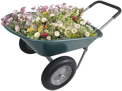 Elevon Wheelbarrow Garden Cart, Heavy Duty Home Utility, Dual-Wheel Home Garden Yard Utility Wheelbarrow Cart with Built-in Stand