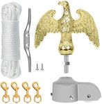 NQ Flagpole Hardware Repair Parts Kit - 50 Feet Halyard Rope + 7" Eagle Topper + 6" Zinc Alloy Cleat + 4 PCS Clips + Cast Aluminum Truck for 2" Diameter Flag Poles Top …