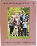 CustomGiftsNow Only The Best Grandparents Get Promoted to Great Grandparents Natural Alder Wood Tabletop/Hanging Photo Picture Frame (5x7-inch Vertical)