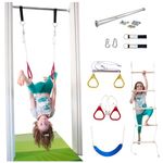 Indoor Swing and Play Set by DreamGYM - Trapeze Bar Combo, Gymnastic Rings, Rope Ladder & Belt Swing