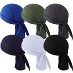 6 Pcs Sweat Wicking Head Wrap Helmet Liner Skull Cap Breathable Dew Do Rags Adjustable Cycling Cap for Outdoor Activities