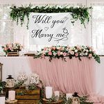 Coume Will You Marry Me Tapestry Sign Banner Wall Hanging Hand Lettering Engagement Decorations for Wedding Proposal Party Decor Bedroom Living Room Backdrop 59.1 x 51.2 Inch