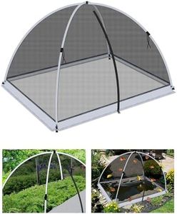 5 * 7ft Pond Cover Dome,Garden Pond Net Pond Mesh Tent with Ropes, Stakes and Fiberglass Poles, Pond and Garden Cover Protective Tent Dome Netting for Pond Pool and Garden