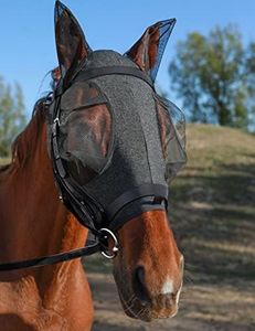 HackFond Horse Fly Mask with Ears, UV Protection Mask for Horses, Elasticity Mask with Big Mesh Eye Covers, Snug Fitting Comfortable Breathable Lightweight Dappled Gray Full Size