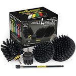 BBQ Accessories - Wire Brush Alternative Nylon Drill Brush Set with Extension - Hard Water, Calcium, Rust, Mineral Deposit and Stain Remover -BBQ Brush- Grill Scraper - Graffiti Eraser - Grill Brush