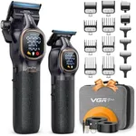 VGRPRO Professional Hair Clippers for Men, Professional Barber Clippers and Trimmer Set, Cordless Hair Clippers for Hair Cutting with Package Case, Powerful 9000 PRM Rechargable Electric Clippers