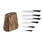 Tefal Jamie Oliver Kitchen Knives Set, 6 Pieces, Knife Block, German Stainless Steel, K267S656, Black