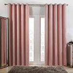 Dreamscene Eyelet Blackout Curtains Pink, Decorative Blackout Curtains for Bedroom Living Room Soft Modern Thermal Lined Blackout Curtains 2 Panels, 66x72”