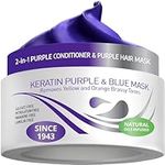 Vitamins Keratin Purple Hair Mask - New Violet Blue Deep Conditioner Hair Toner for Bleached Blonde Platinum Silver Gray Ash White Colored or After Bleach Brassy Hair