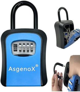 AsgenoX Portable Key Lock Box, Combination Lockbox Wall Mounted Resettable Code Safe 6 Keys Storage Box for House Key Spare Keys Indoor, Outdoor, Garage, Garden, Store