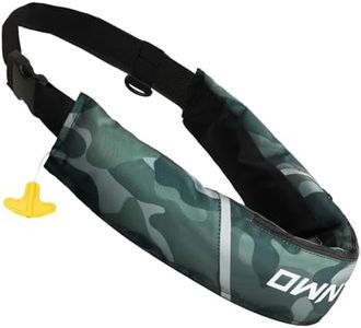 Owntop Inflatable Swim Vest for Adults, Low Profile Manual Inflate Swim Jacket Belt Pack, Buoyancy Aids Waist for SUP, Fishing, Paddle Sports, Camo Green