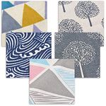 Souarts 5pcs Cotton Linen Printed Craft Fabric Bundle Patchwork Tissue DIY Sewing Scrapbooking Quilting 100x50cm