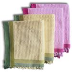 Athom Living Light Weight Cotton Premium Waffle Border Bath Towel 75x150 cm Pack of 4