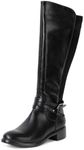 Alpine Swiss Erica Womens Knee High Riding Boots Stretch Calf Low Block Heel Boots Black 8 M US