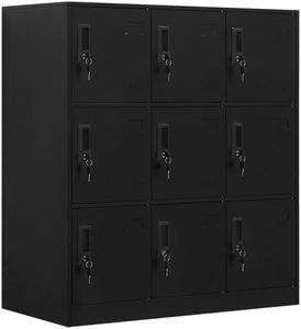 SunLinkSan Metal Storage Cabinet, Steel Locker with Lock,Office Storage with Doors,Lockers for Employees, Living Room, Bedroom, Office,Gym,School (Black, 9 Doors)