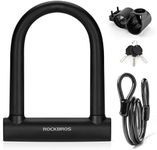 ROCKBROS U Lock Bike U Lock with Cable Heavy Duty Bike Lock Bicycle U Shackle 21mm U-Lock 4 ft Cable Mounting Bracket Scooter Motorcycles Combination Lock 3 Keys Anti Theft