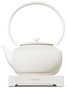 BALMUDA MoonKettle | Electric Kettle with Temp Control (122°F - 212°F) | HOLD & Keep Warm | 900ml (30 fl oz) | Soothing Ambient Light & Sound | Precision Pour Spout | White