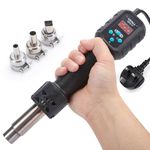 YIHUA 8858-IV Multi-Purpose Heat Gun for Crafting Electronics Soldering DIY Shrink Tubing and Wrap Torch Marker with Temperature and Air Volume Control Function 3 Nozzles Manual Standby Mode