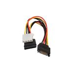 CABLESETC SATA 15 Pin Male to 4 Pin IDE Molex Female + 15 Pin SATA Female Power Cable,Multi-colored