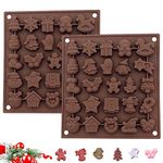 2 Pcs Christmas Silicone Chocolate Moulds Christmas Wax Melt Moulds, 50-Cavity Non Stick Christmas Chocolate Mould Cake DIY Baking Molds for 3D Xmas Candy with Christmas Themed Shapes