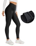 CRZ YOGA Fleece Lined Leggings Women Winter Warm Full Length High Waist Yoga Pants Workout Tight -28 Inches Black Medium