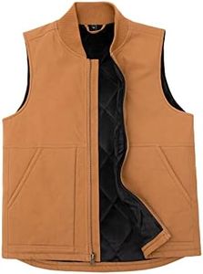 Men's Washed Arctic-Quilt Lined Duck Vest Utility Rugged Canvas Work Vest Duck Brown XXL