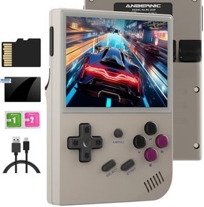 RG35XX Retro Gaming Consoles with 64G TF Card RG35XX Handheld Game Console Dual System Linux+Garlic Classic Emulator Hand Held Gaming Console with 6900 Games Support HDMI TV Output Gray