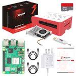 iRasptek Raspberry Pi 5 4GB Starter Kit - 64GB Edition of OS-Bookworm Pre-installed（Red&White Case）