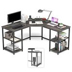 Ulifance L-Shaped Desk with Shelves, Computer Corner Desk, Home Office Writing Workstation