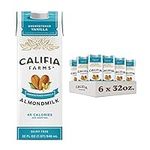 Califia Farms - Unsweetened Vanilla Almond Milk, 32 Oz (Pack of 6), Dairy Free, Vegan, Plant Based, Keto, Shelf Stable, Vegan, Gluten Free, Non GMO, Sugar Free, High Calcium, Smoothie