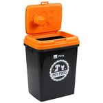 Taylor & Brown 40L/15KG Airtight Pet Food Storage Container Flip Top Locking System With Integrated Scoop Plastic Birds Pet Dog Cat Animal Dry Food Dispenser Bin, Black/Orange