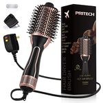 Pritech Dual Voltage Hair Dryer Brush, Hot Air Brush 110V-120V/220V-240V Ionic 1000 Watts Blow Dryer Brush 4 In 1 Styler,One Step Volumizer,Styling Brush For Straight&Curling Hair Salon,Black