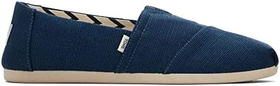 TOMS Womens Alpargata Recycled Cotton Canvas Loafer Flat, Majolica Blue, 5.5 US