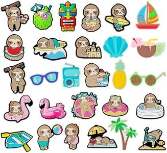 28PCS Cute Sloth Shoe Decoration Charms, Summer Beach Shoe Charms for Clog Sandals Wristband Bracelets, PVC CLOG Charms Accessories for Girls Boys Women, Party Favor Birthday Festival Gift