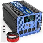 4000W Pure Sine Wave Power Inverters DC 12V to AC 110V 120V with Type-C 4 AC Outlets Dual USB Ports Terminal Blocks LCD Display Wireless Remote Controller for Home RV Solar System Car