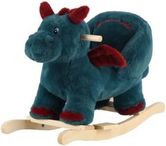 Rock My Baby Rocking Horse, Blue Dragon Rocking Horse with Seat, Plush Rocking Horse with Sweet Music, Wooden Rocking Horse for Toddlers 1-3, (Blue Dragon), CPC Certified