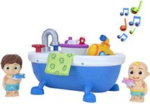 CoComelon Musical Bathtime Playset - Plays Clips of The ‘Bath Song’ - Features 2 Color Change Figures (JJ & Tomtom), 2 Toy Bath Squirters, Cleaning Cloth - Toys for Kids, Toddlers, and Preschoolers