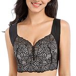 DaYee Air Ultimate Lift Bra Stretch Full-Figure Seamless Lace Cut-Out Bra,Exsecret Ultimate Lift Sports Bra?Sleep Bras for Women (Black,40/90CDE)