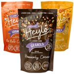 Heylo Keto Breakfast Crunch Granola - 3 x 360g Variety Pack - ONLY 1.7 Gram Carb per Serving - Low Carb Keto Cereal. 1 x Cocoa 1 x Honeycomb 1 x Caramel