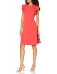 Tommy Hilfiger Women's Flutter Sleeve Scuba Dress, Guava, 16