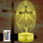 Jesus Cross 3D Night Light, Attivolife Christian Illusion Optical Hologram Lamp with 16 Color Changing + Remote Control + Timer, LED Desk Home Decor Birthday Religious Church Gift for Women Men Friend