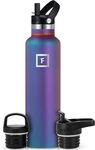 IRON °FLASK Sports Water Bottle - 24 oz, 3 Lids (Straw Lid) - Leak Proof, Durable Double Walled Stainless Steel - Gym Bottles for Men, Women & Kids - Insulated Thermos, Hot & Cold Hiking Canteen