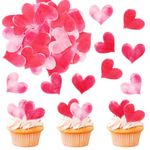 Blumomon 50Pcs Edible Love Heart Cupcake Toppers Edible Heart Cupcake Decorations Picks Birthday Edible Cake Decorations Valentine's Wedding Party Bridal Shower Decorations Supplies