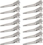 Hicarer 1.75 Inches Single Prong Curl Metal Hair Clips for Dreads Lock Clips Hair Alligator Clips Silver Section Clips Metal Alligator Clips Hair Pins for Hair Extensions (50 Pack)