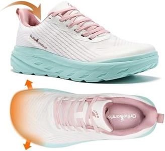 Women's Orthopedic Diabetic Extra Wide Toe Box Sneakers: Ankle Support Bunions Sports Sneakers, Breathable Comfort Plantar Fasciitis Therapeutic Pain Relief High Arch Shoes Pink White Size 8